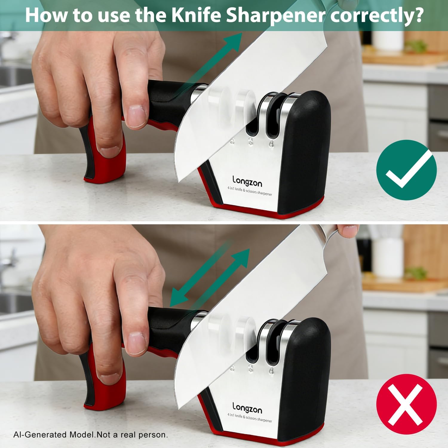 5-in-1 Knife Sharpener 4 Stage with Cut-Resistant Glove, Quickly Sharpens & Restores Dull Blades, Easy & Safe for