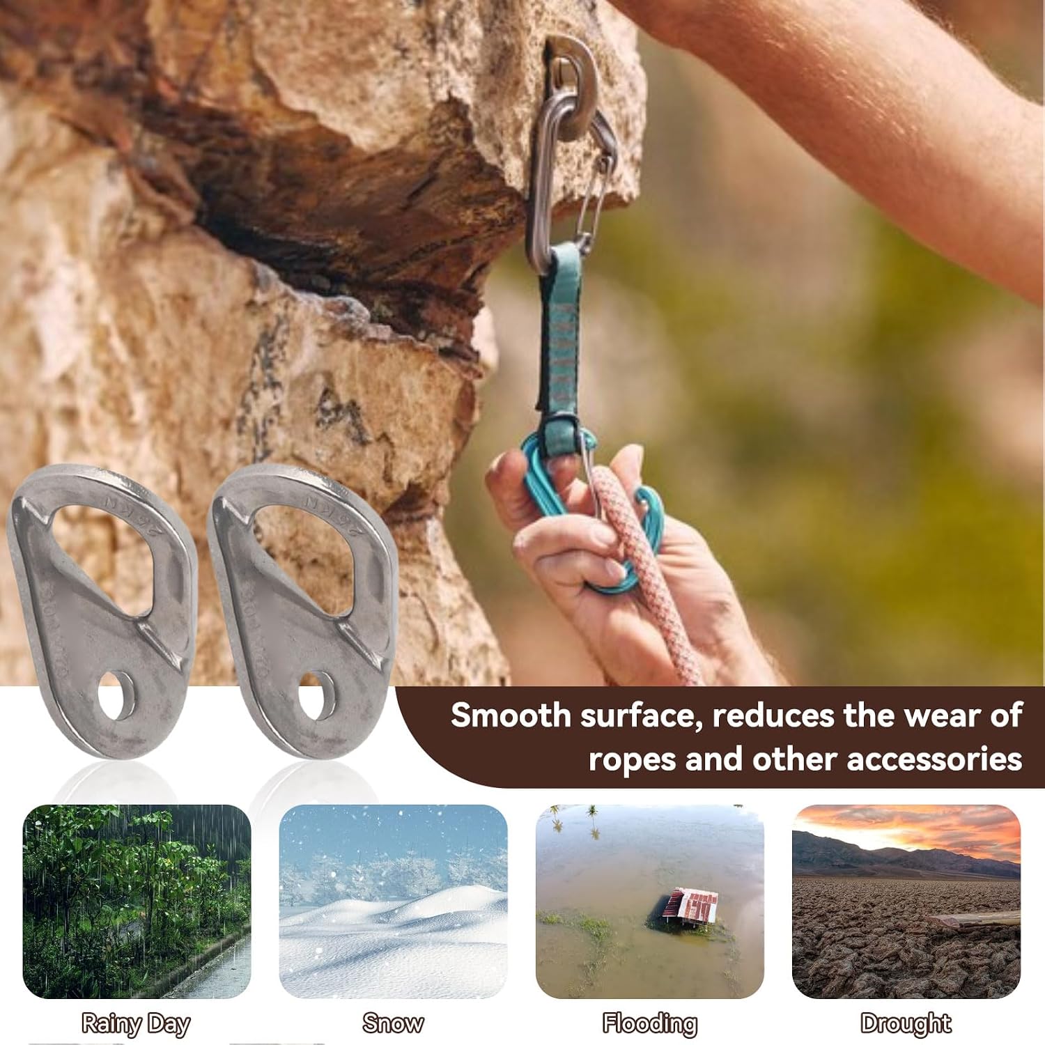 Bolt Hanger, 2Pcs 304 Stainless Steel Bolt Hanger Outdoor Caving Protection Hardware Accessory for Outdoor Mountain