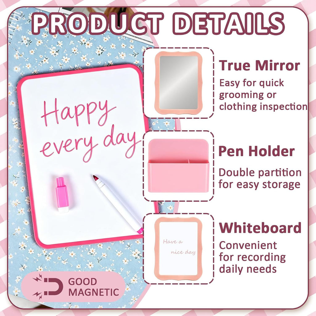 Locker Organizer Kit-19 Pcs, Heavy Duty Stackable Shelf with Magnetic Mirror & Whiteboard, Tool-Free Assembly Fits