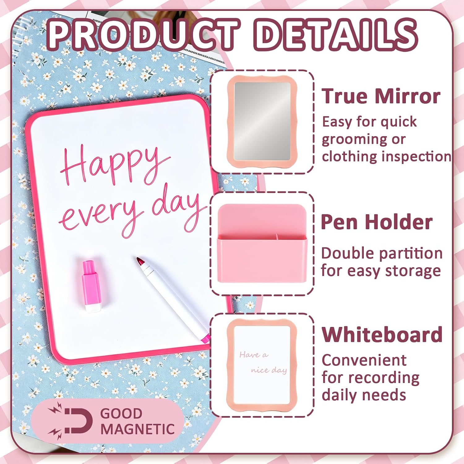 Locker Organizer Kit-19 Pcs, Heavy Duty Stackable Shelf with Magnetic Mirror & Whiteboard, Tool-Free Assembly Fits