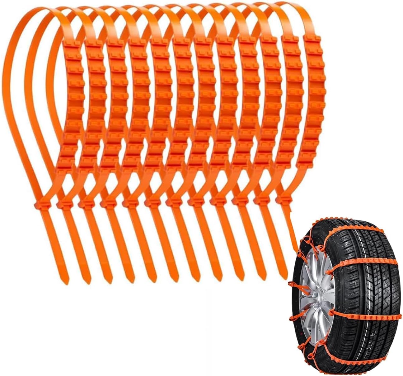 Snow Tire Chains,2026 New upgrade Portable Plastic Non-Slip Anti-Skid Traction Cables for Winter Driving Car, SUV &