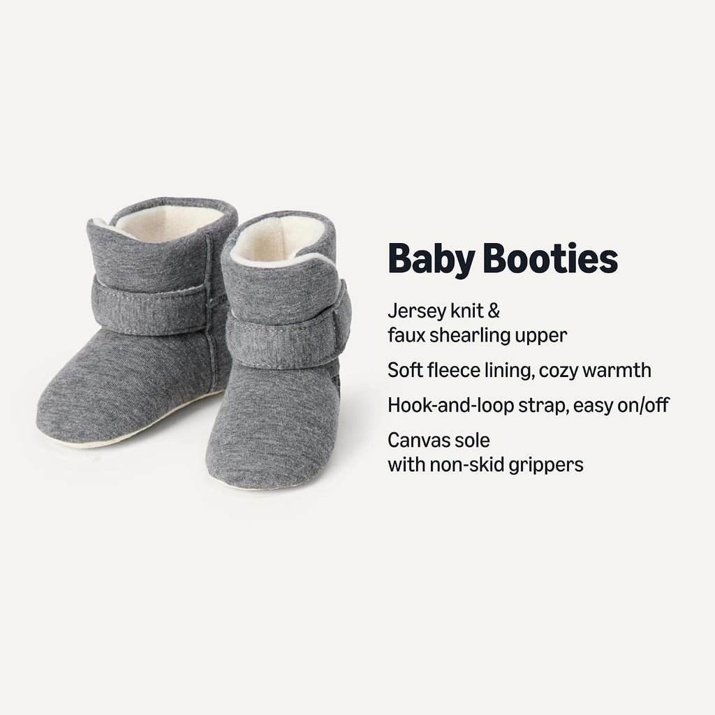 Unisex Babies' Soft Hook & Loop Booties, Infant Crib Shoes, Stay on Infant Slipper Socks with Grippers, Pack of 2