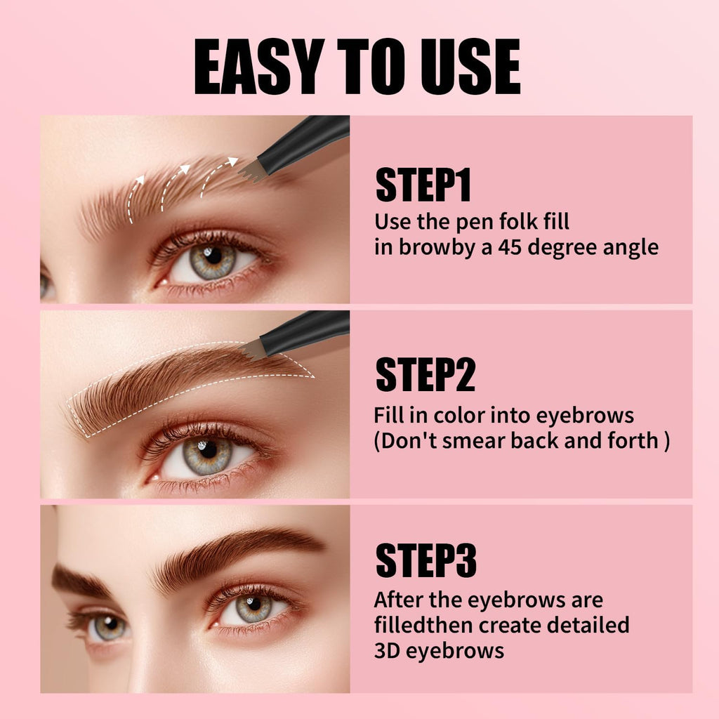 4-Tip Microblading Eyebrow Pen, Light Brown Eyebrow Pencil, Waterproof