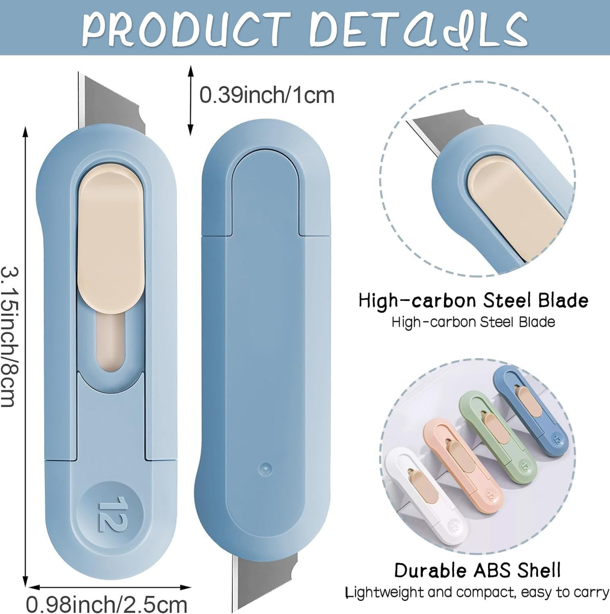 Box Cutter,Retractable Box Opener, Package Opener, Easy Slide Retractable Cute envelope opener for opening daily