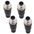 M12 Aviation Connector,4pcs 5-Pin Male Straight Socket Panel A Code Field Wireable IP67 Waterproof Industrial Circular Connector