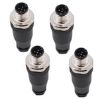 M12 Aviation Connector,4pcs 5-Pin Male Straight Socket Panel A Code Field Wireable IP67 Waterproof Industrial Circular Connector