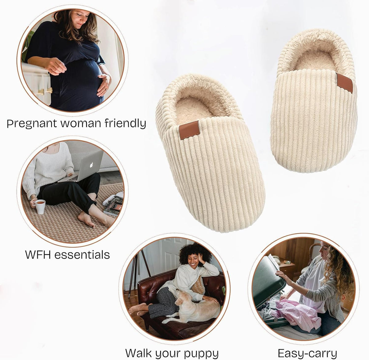 Slippers for Women Memory Foam Corduroy Soft Full Slippers House Shoes Womens Fashion Footwear Comfy Trendy Gift