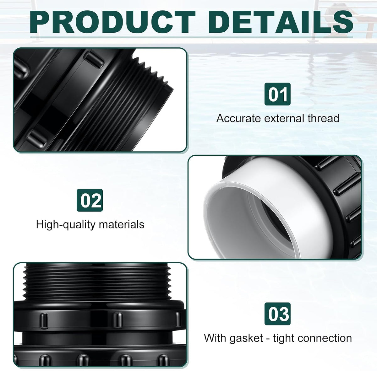 Briwooody 4 Pcs Hi Temp Unions,2" MIP x 2" PVC Pool Pump Union