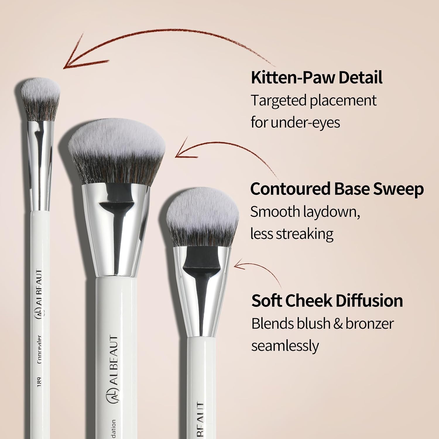 Makeup Brush for Foundation Concealer Blush Contour Liquid Cream Blending Angled Shape