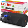 Disposable Table Cloth Plastic, 54In x 300Ft Black Plastic Tablecloth Roll