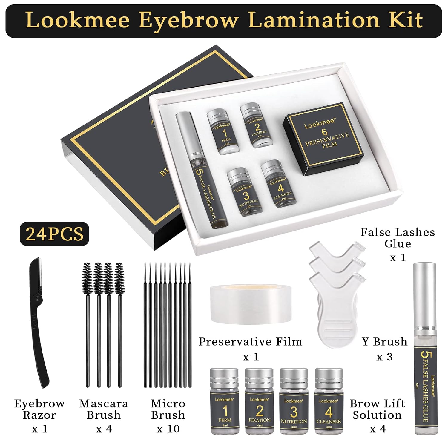 5-in-1 Lash Lift & Eyebrow Lamination Kit - Professional DIY Eyelash Curler & Perm Kit Eyelash Lift Kit &, At-Home