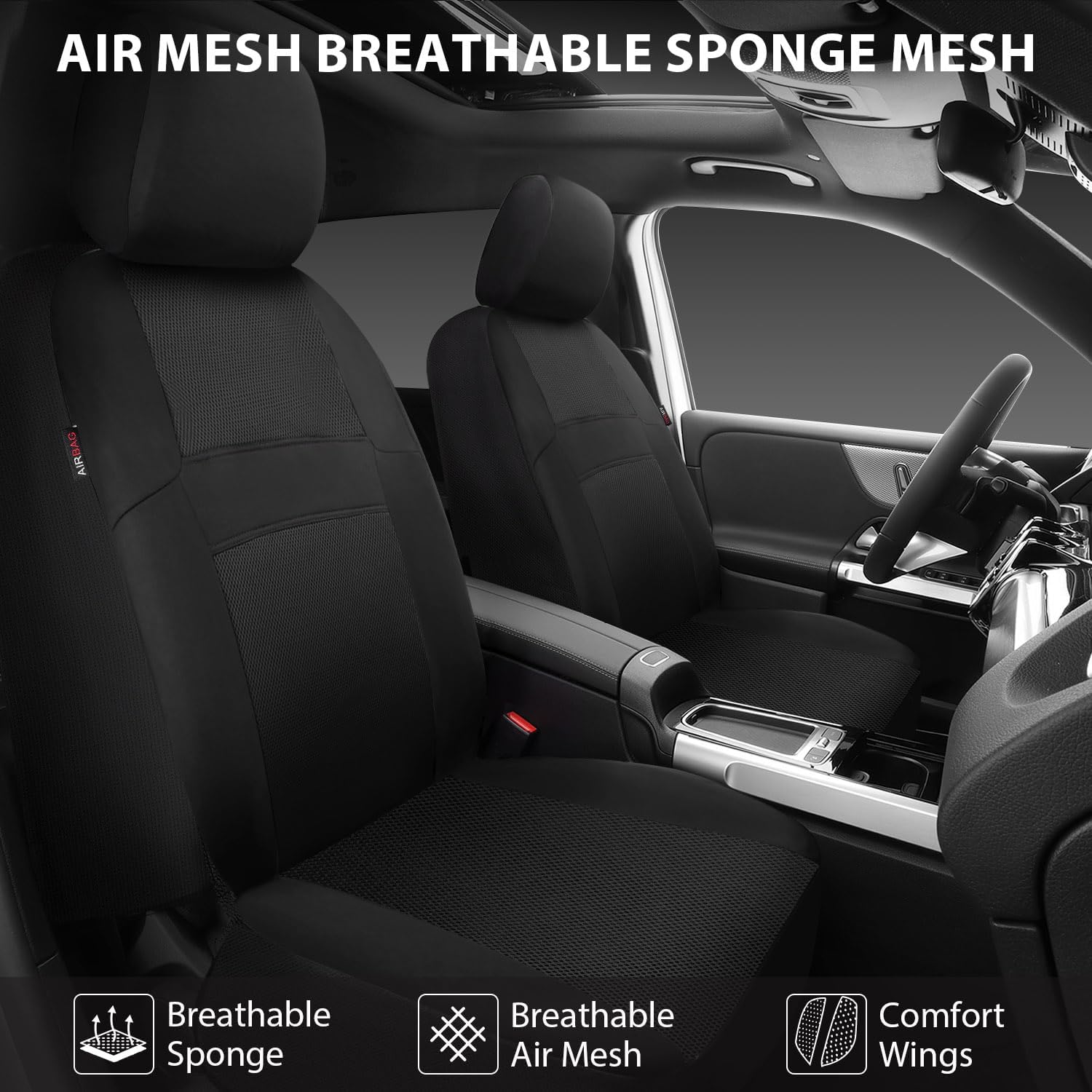 3D Air Mesh Car Seat Covers Two Front Seats Only, Universal Seat Covers for Car Fit SUV,Vans,Sedan,Trucks, Breathable