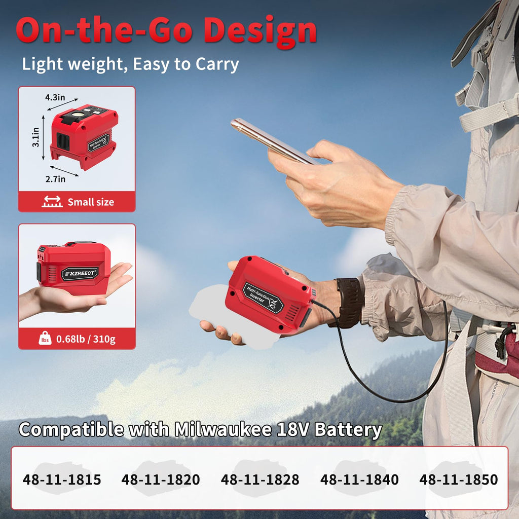 2 Pack 220W Power Inverter Compatible with Milwaukee 18V Battery, Tool Only
