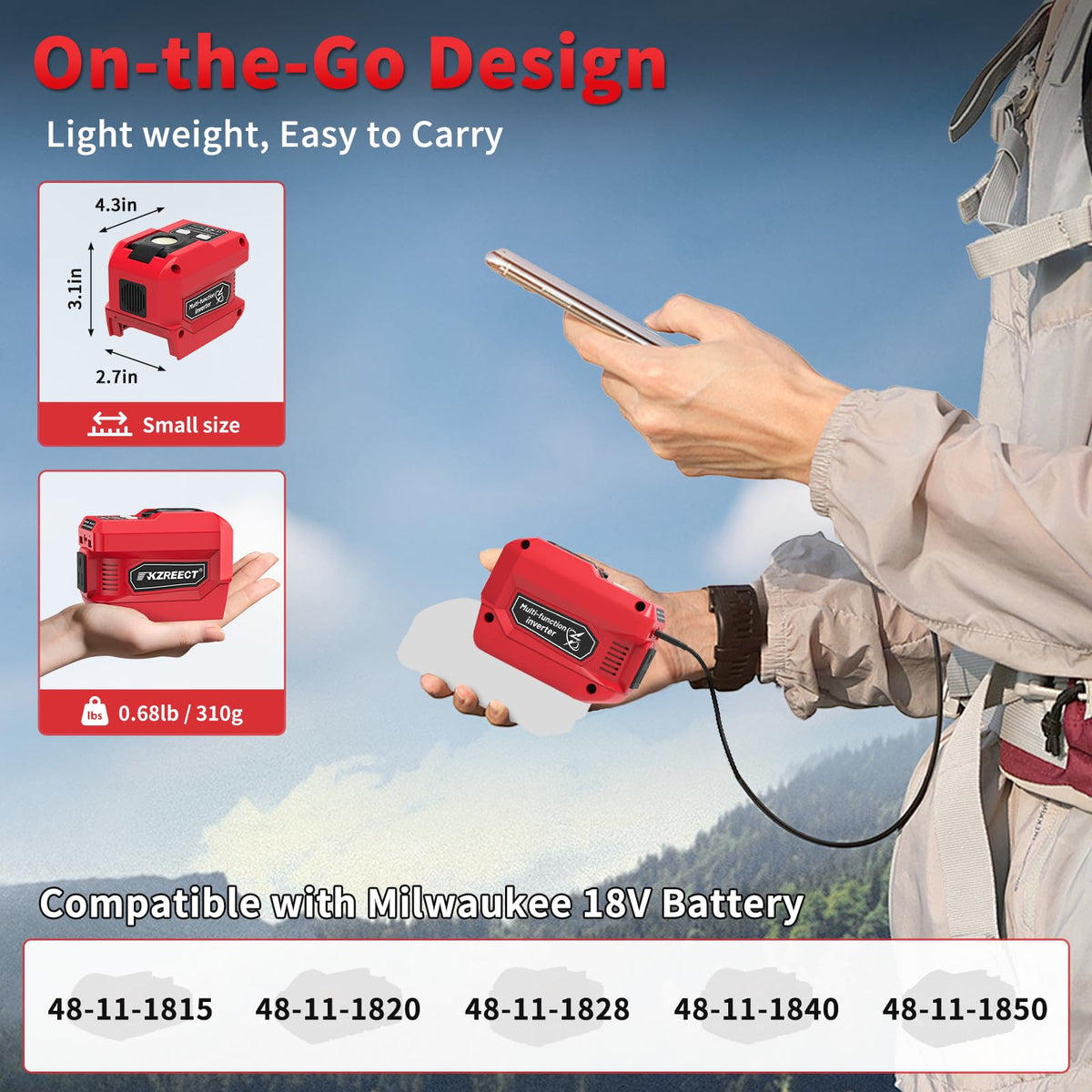 2 Pack 220W Power Inverter Compatible with Milwaukee 18V Battery, Tool Only