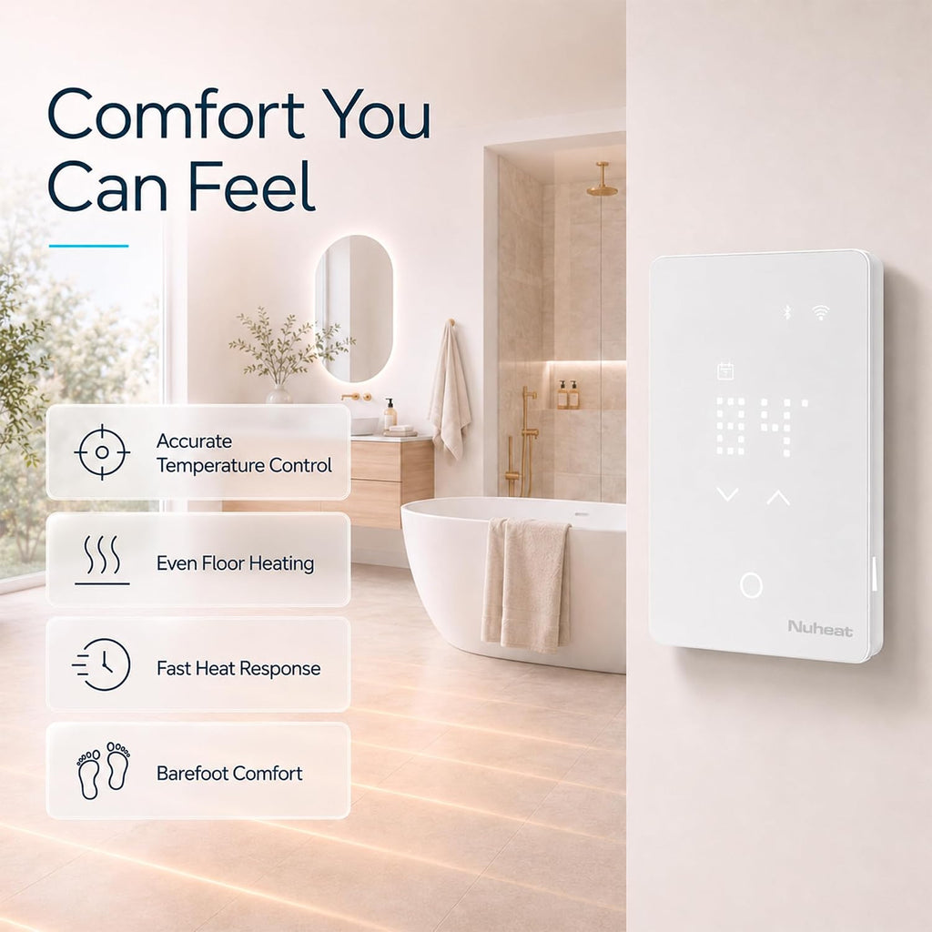 nVent Conductor UWG5-4999-NV Smart WiFi Floor Heating Thermostat | Dual-Voltage, Programmable