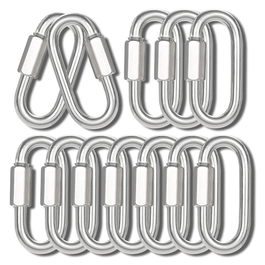 1.57IN Quick Link,Heavy Duty Locking Carabiner (12PCS,Silver)