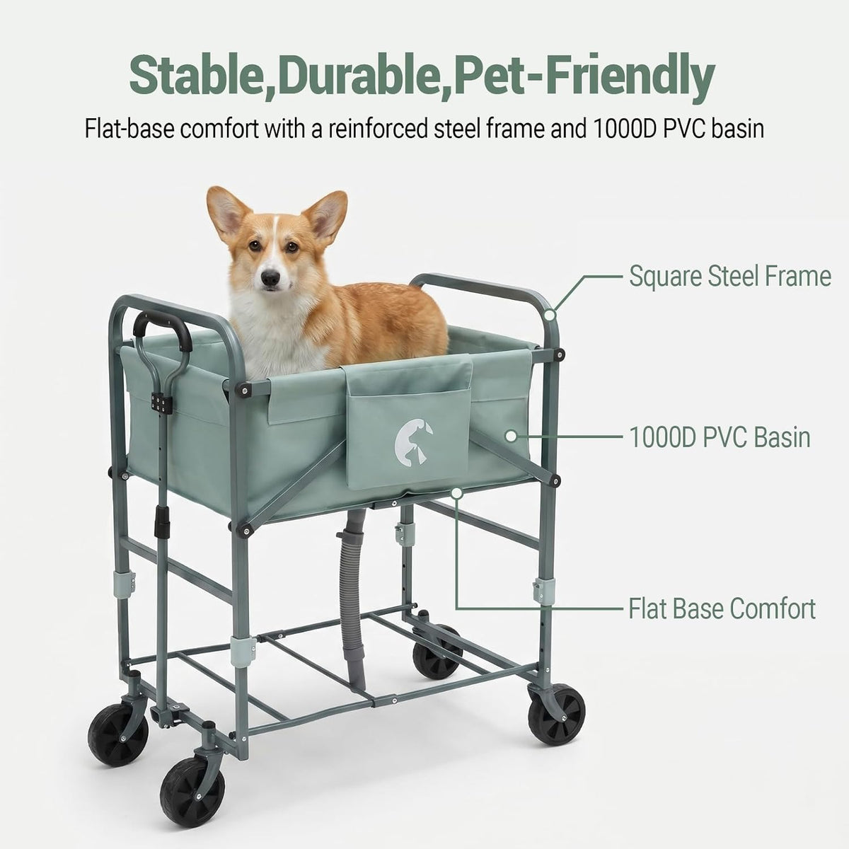SILJOY Elevated Dog Bathtub, Adjustable Folding 3-in-1 Grooming Tub