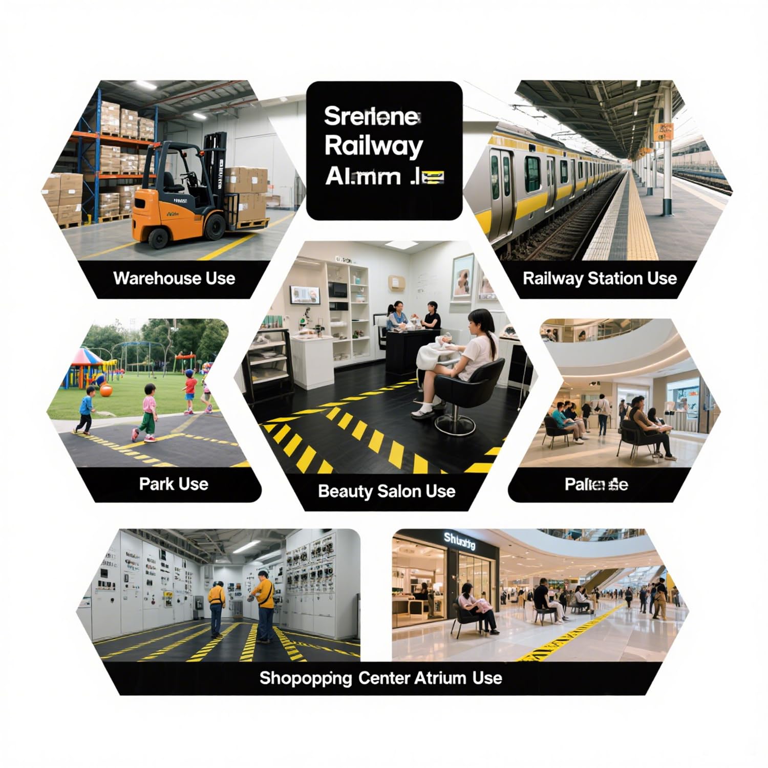 Floor Marking Tape, 4 Rolls Black and Yellow Safety Striped Tape for Hazard Warning and Aisle Marking, High-Tensile