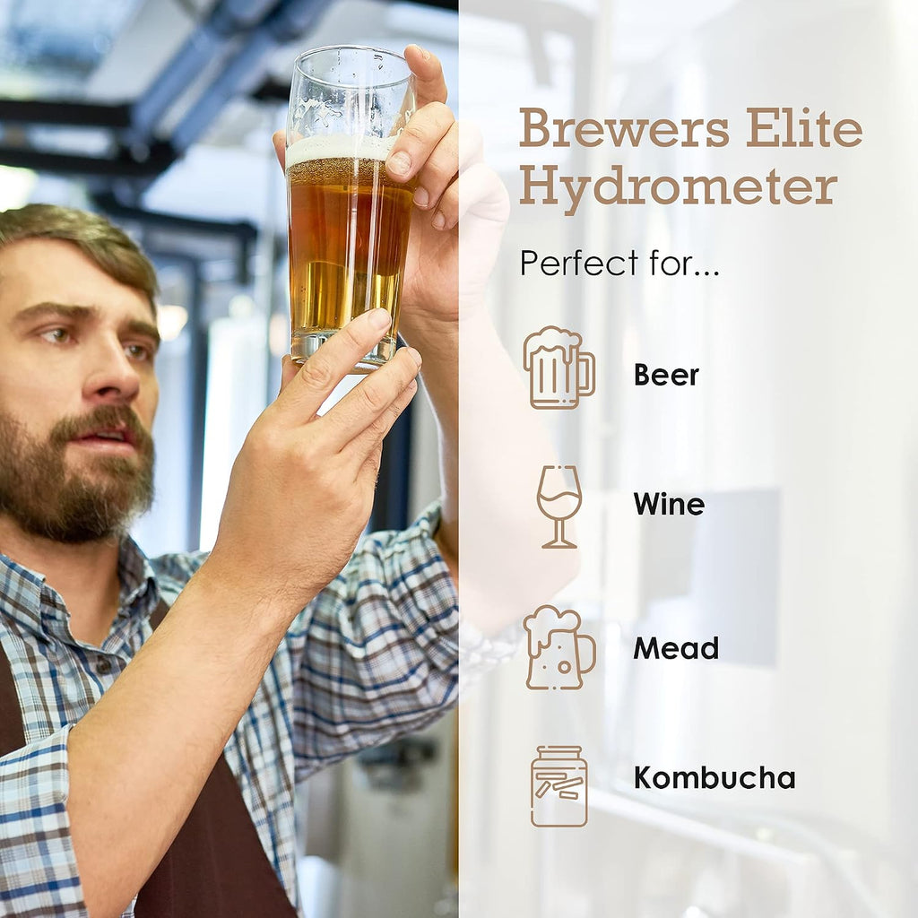 Hydrometer & Plastic Test Jar - for Home Brew Beer, Wine, Mead and Kombucha - Deluxe Triple Scale Set, Hardcase and