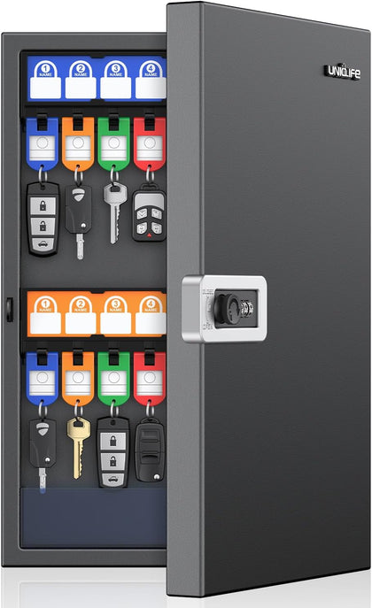 32 Keys Key Lock Box, Wall Mount Key Box, Key Cabinet, Car Key Organizer with Writable Key Racks and Tags, Security