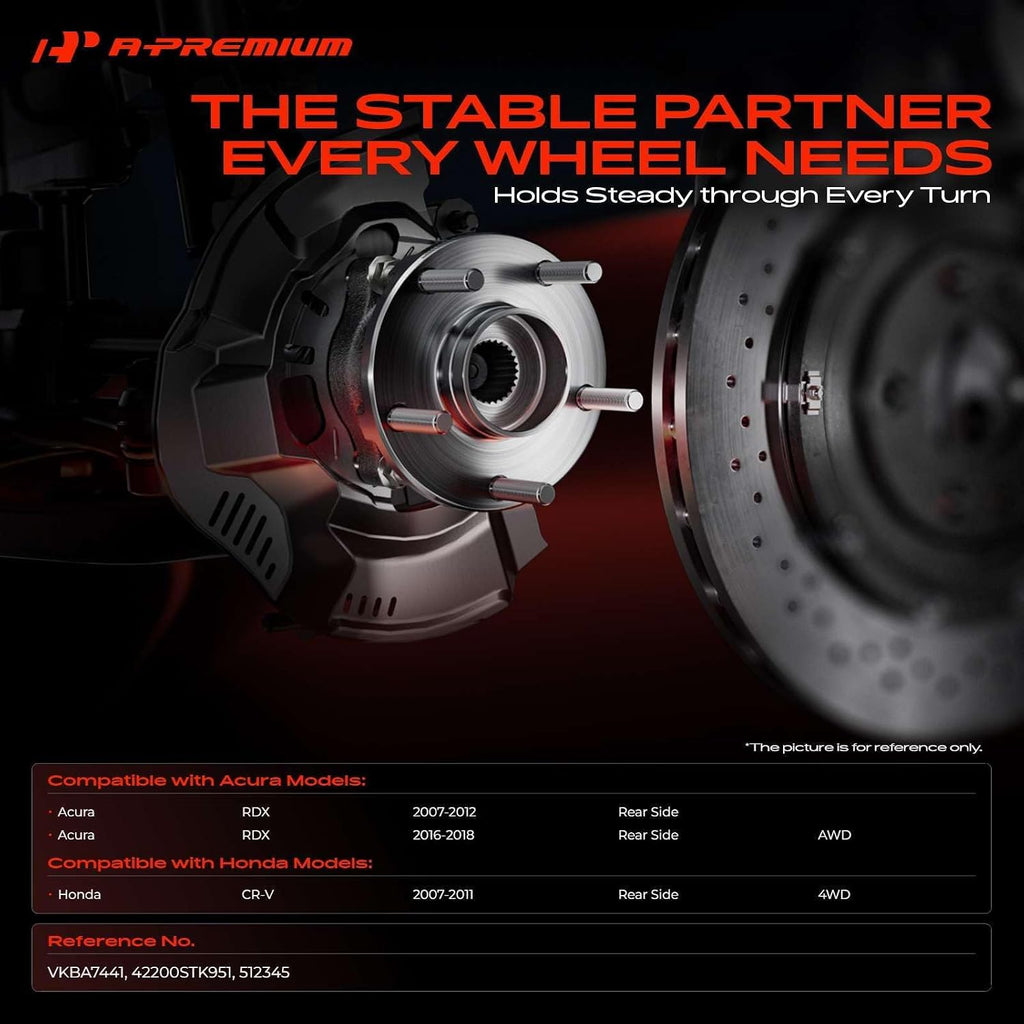 A-Premium 2 x Rear Wheel Bearing and Hub Assembly with 5-Lug