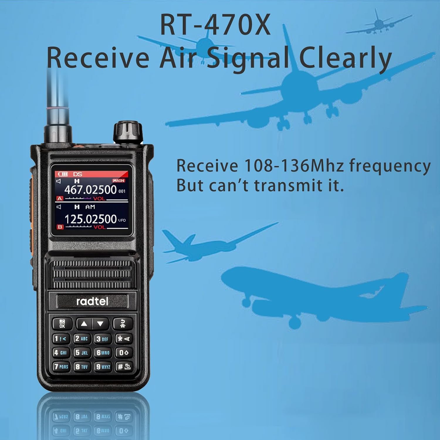 (2 Gen) Radtel RT-470X Plus Tri Band Ham Radio (Mobile App Bluetooth Programming) 256CH Aviation Air Band Radio Long