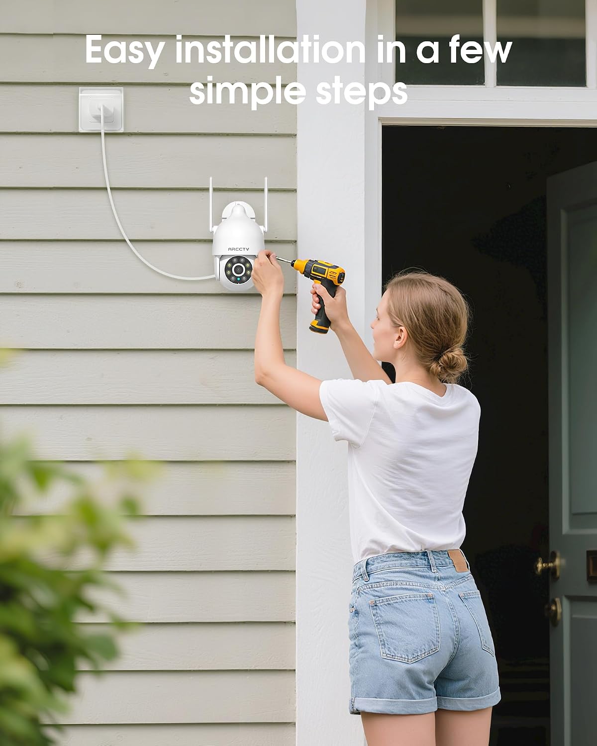 2K Security Cameras Outdoor, 360°Pan-Tilt View 2.4G/5G WiFi Security Camera with Motion Tracking, Spotlight & Siren