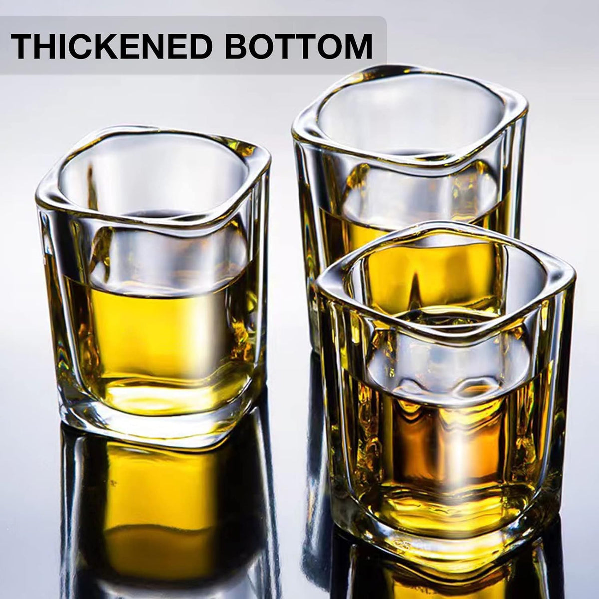 6 Pack Heavy Base Shot Glasses Set, 2.2 oz Clear Tequila Square Shot Glass Bulk, Espresso Shot Glass for Vodka