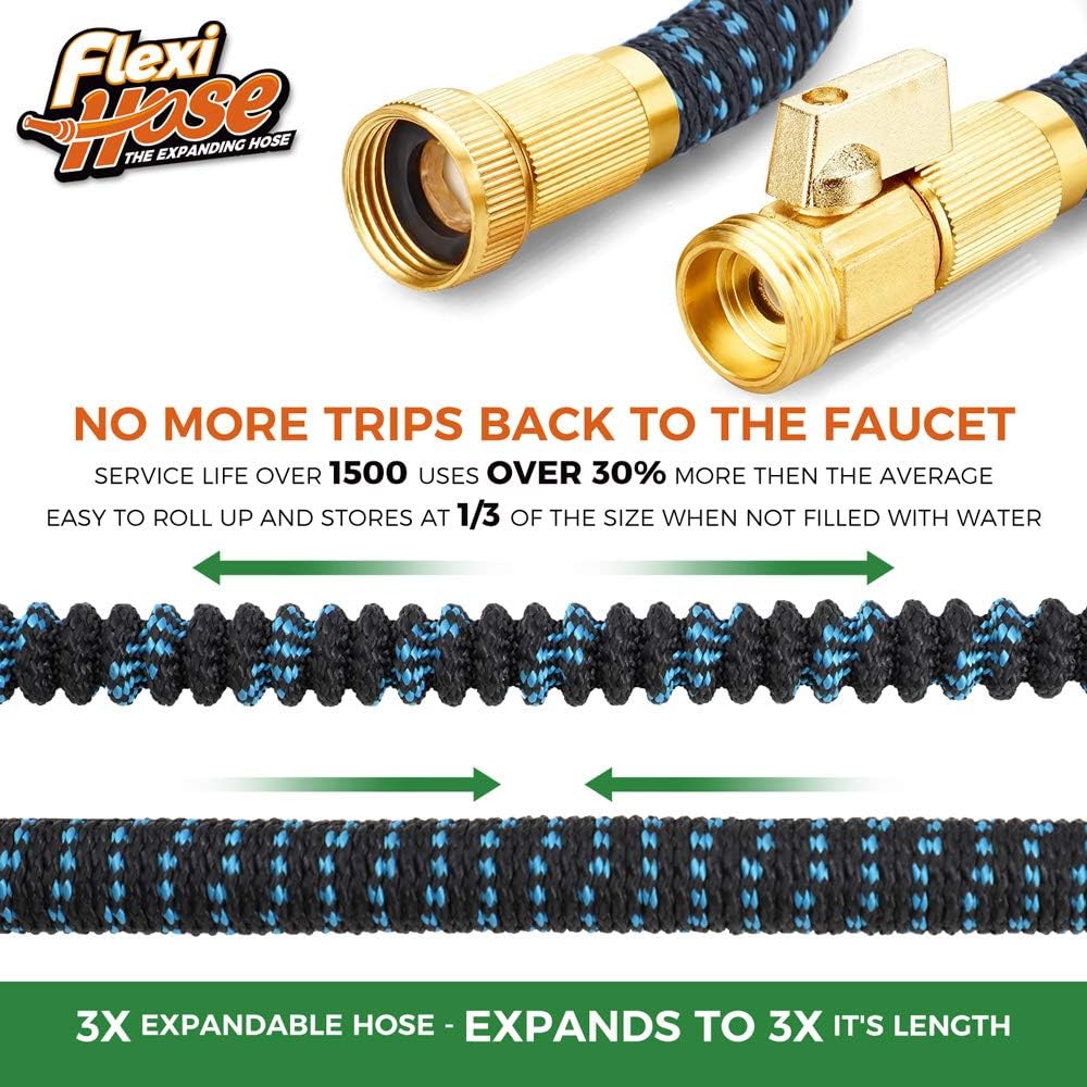 Expandable Garden Hose with 8 Function Nozzle, 50FT - Lightweight Retractable Garden Hose, Water Hose - No-Kink