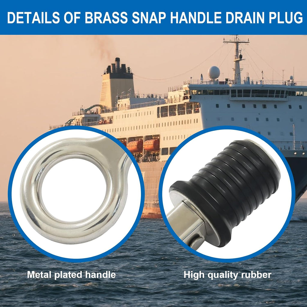 Boat Drain Plug, 2 Pcs, 1 Inch, Snap Handle