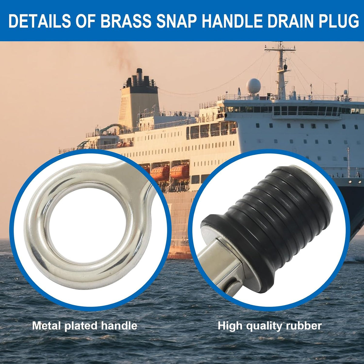 Boat Drain Plug, 2 Pcs, 1 Inch, Snap Handle