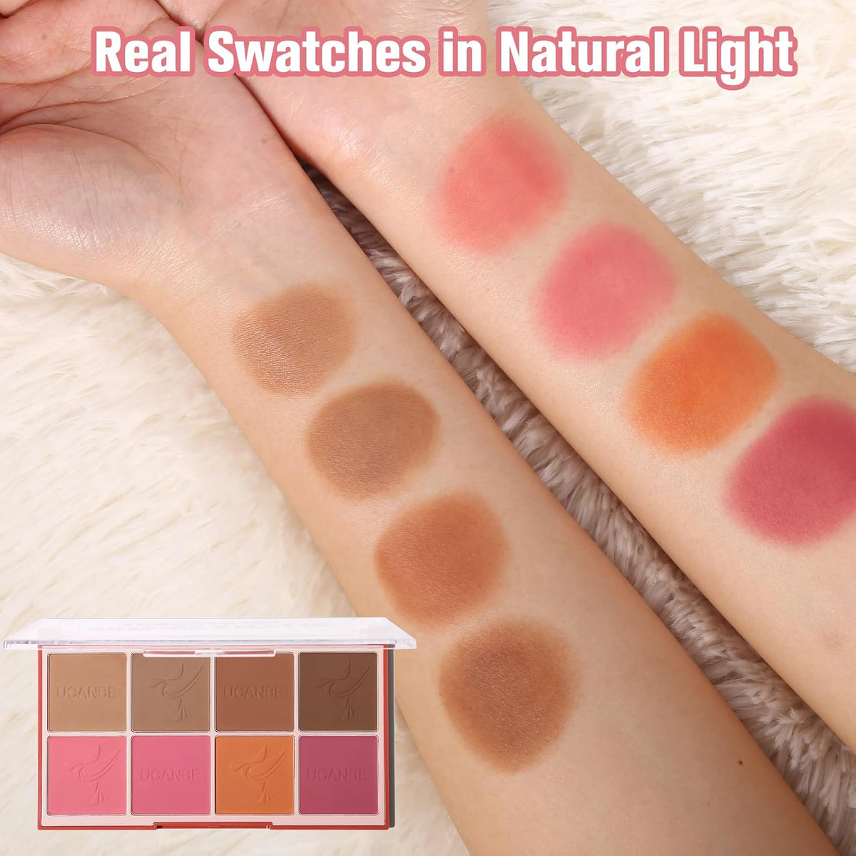 8 Colors Face Matte Blush Palette Shading Blusher - Buildable Facial Cheek Blusher Contour Bronzing Pressed Powder