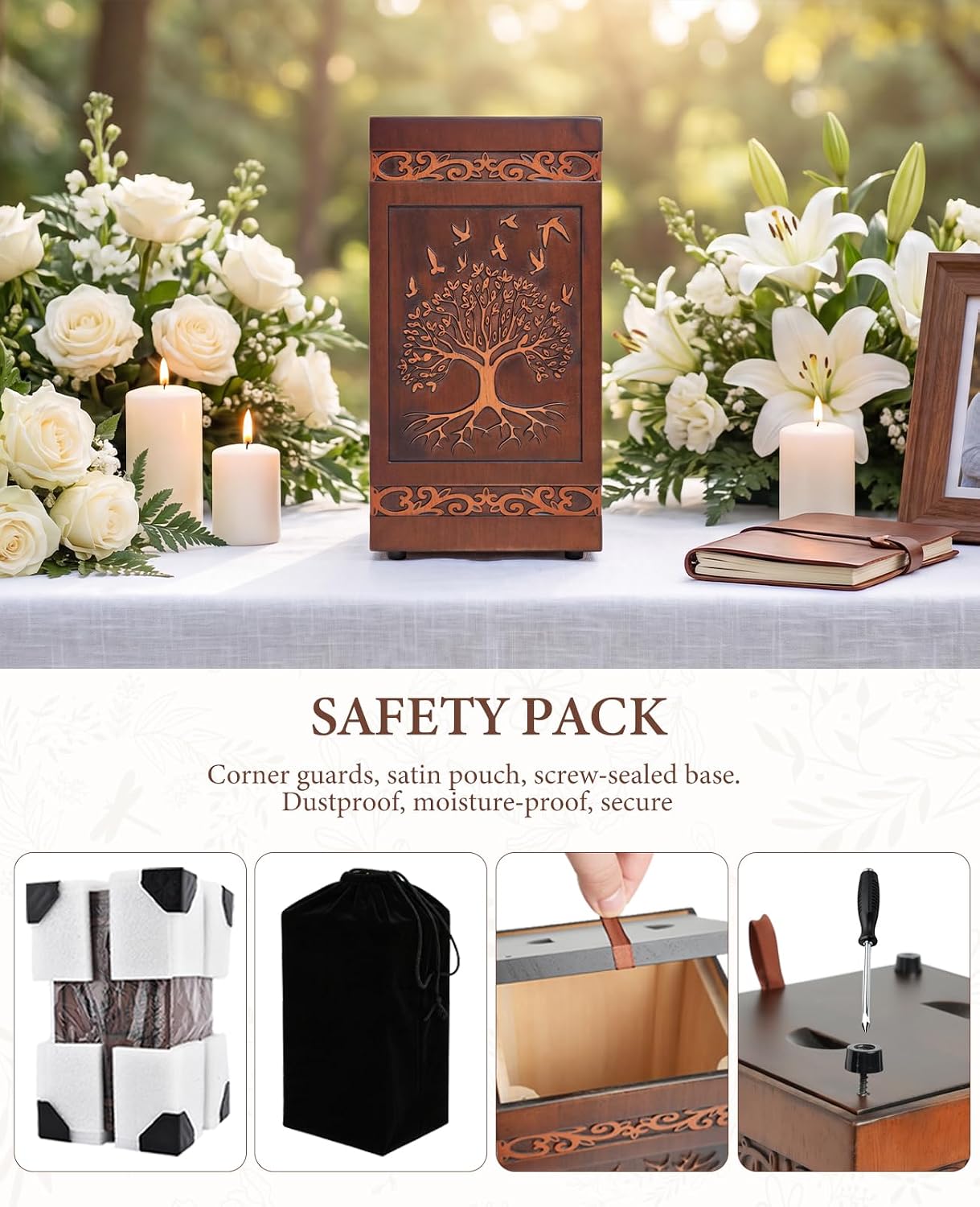 Wooden Urns for Human Ashes Adult Male Female Large Cremation Urn