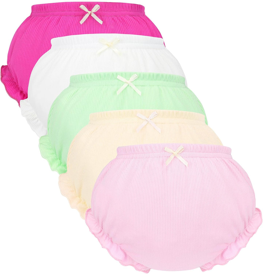 5-Pack Infant Baby Girls Ruffle Diaper Cover Elastic Bloomer Toddler Girl's Cotton Shorts Toddler Underwear