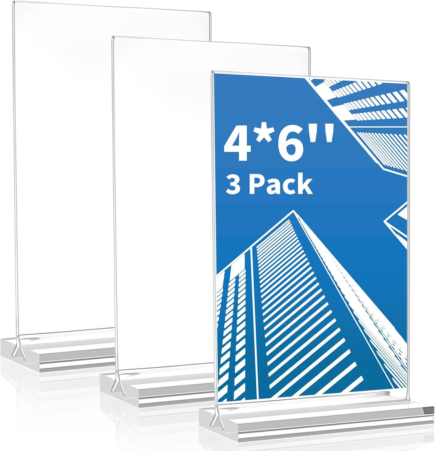 Acrylic Sign Holder 4x6 Inch,3 Pack Sign Holders Vertical | Clear, Double-Sided Display, Stands Stably, Stand Firmly