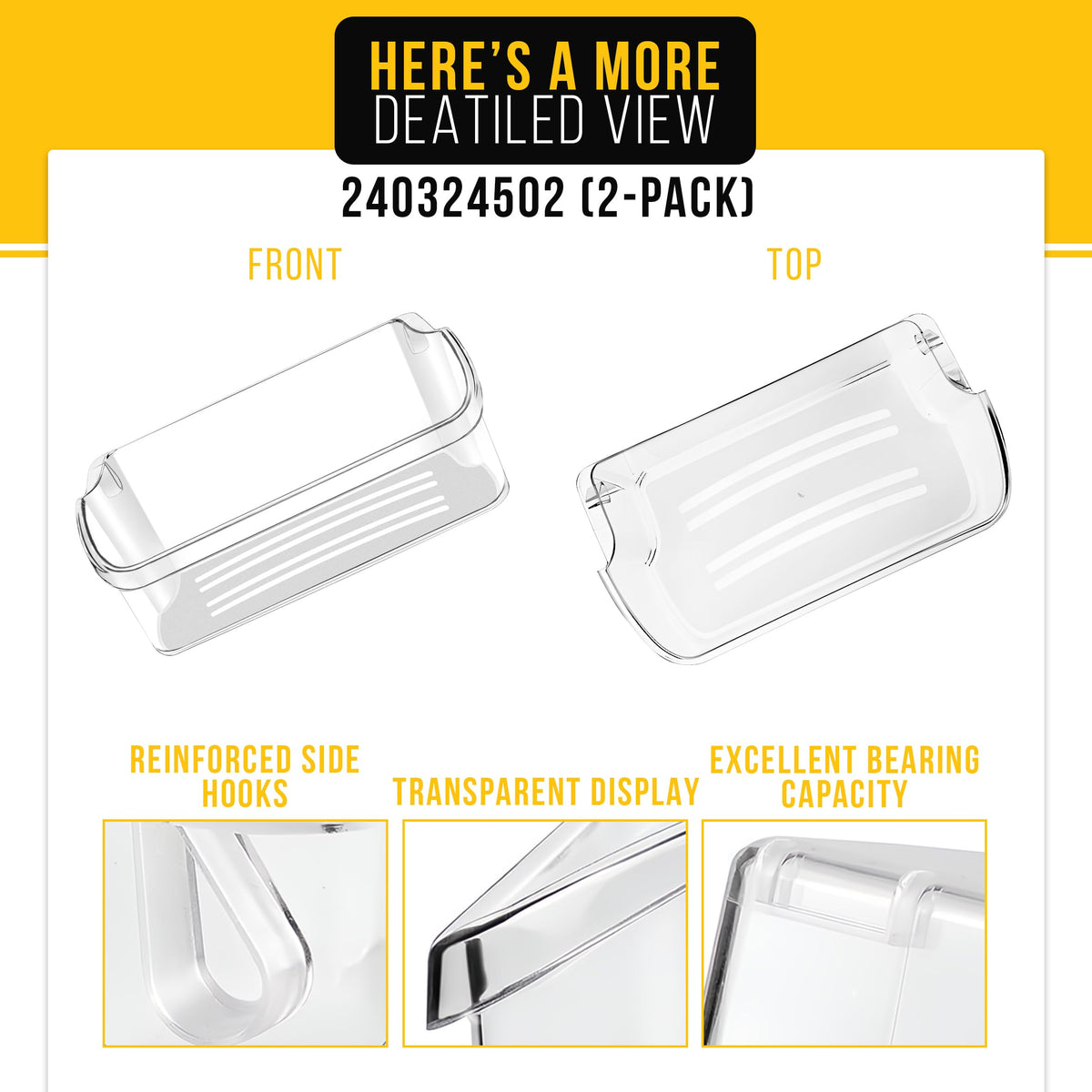 Refrigerator Door Shelf Bin for Frigidaire LFSS2312TP4 (2-Pack)