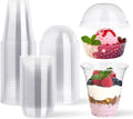 50 Sets 12 oz Disposable Plastic Parfait Cups with Insert & Dome lids
