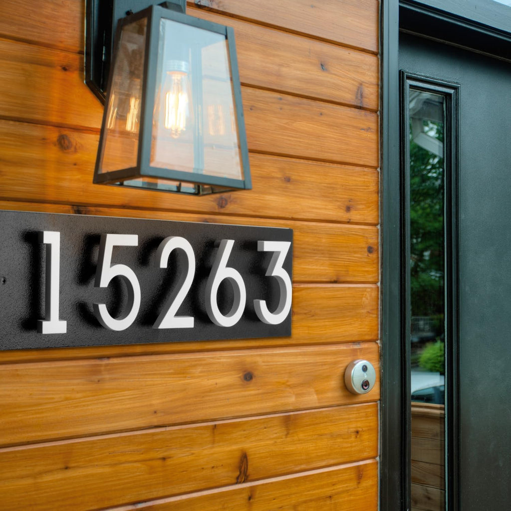 Floating Number Address Plaque – Standoff 4.5 Inch House Number Sign, Horizontal Wall Mount Plate – Ideal for Home