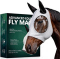 Horse Fly Mask with Ears - Ice Silk Cooling Fabric for Summer, Upgraded Anti-Fog & UV Blocking Ski-Grade Eye Mesh