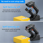 QR Industrial Bluetooth Barcode Scanner with Wireless Charging Stand, Wireless 2D 1D Bar Code Scanner Drop Protection
