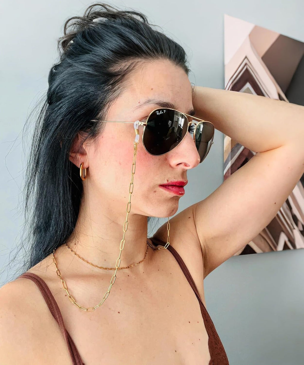 18K Gold Plated Eyeglass Chain Sunglasses Strap Holder Reading Glasses Retainer