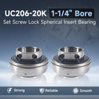 UC206-20K 1-1/4" Bore Set Screw Lock Spherical Insert Two Bearing