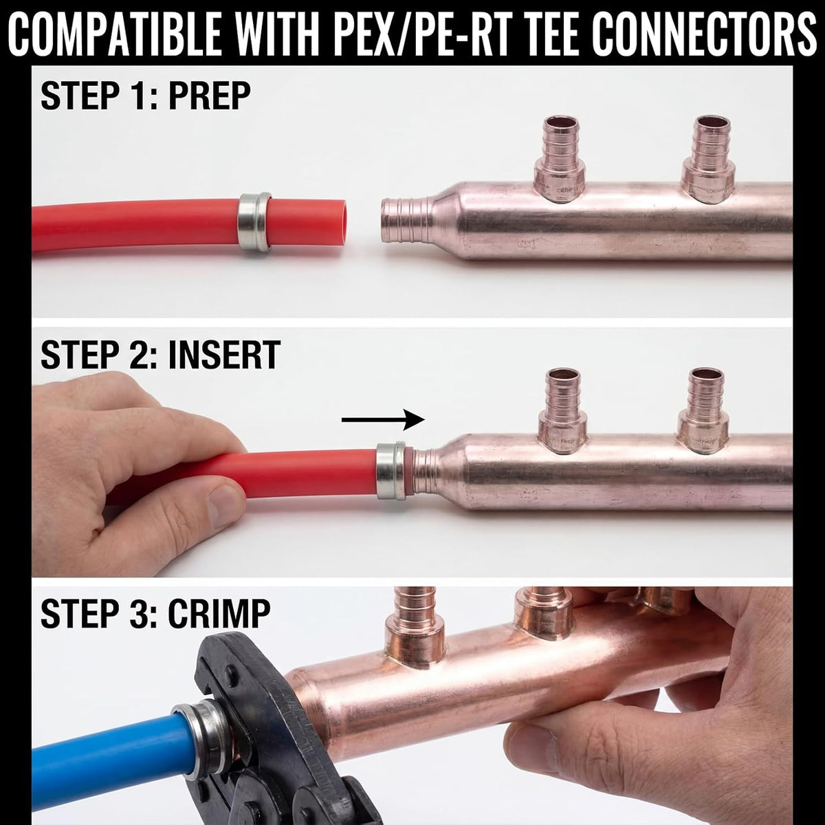 Zonon 2 Pack 3 Port Closed Crimp Lf Pure Copper Pex Manifold Tee
