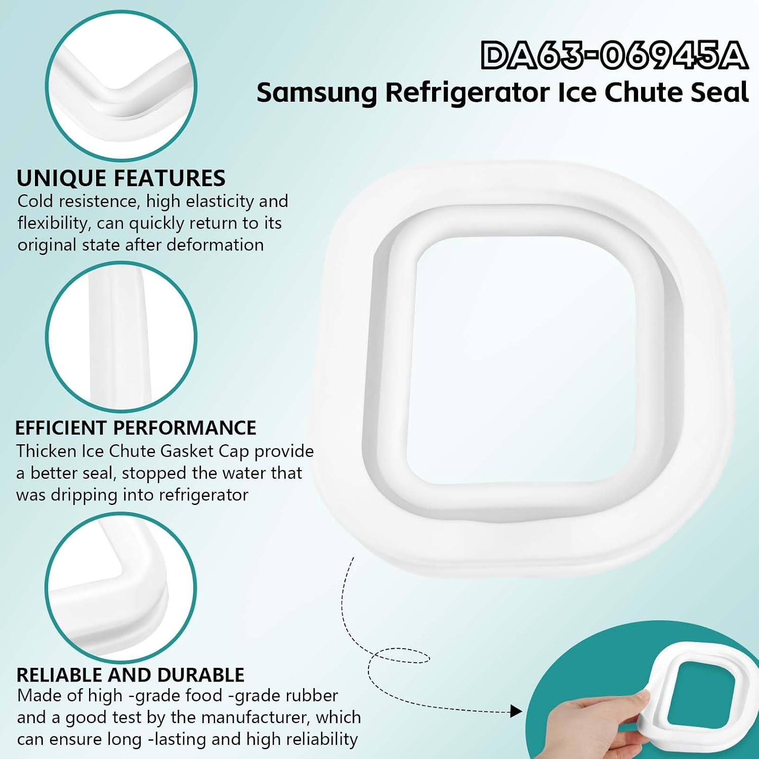 DA63-06945A Ice Maker Seal and Gasket Compatible with Samsung Refrigerators | Replacement for Samsung ice maker