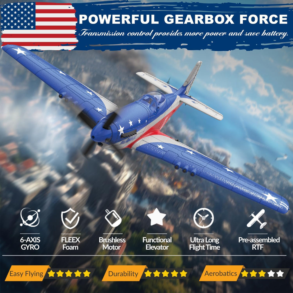 4 Channel RC Plane, Ready to Fly Aerobatic Aircraft, Easy Control for Beginners, P51 Mustang RC Airplane for Adults