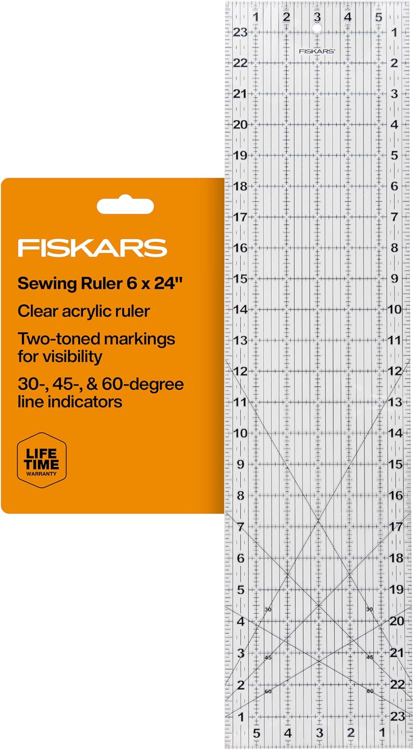 6" x 24" Sewing & Quilting Ruler with Gridlines, Clear/Black | Cut Fabric from the Bolt, Easy to Read Measurements