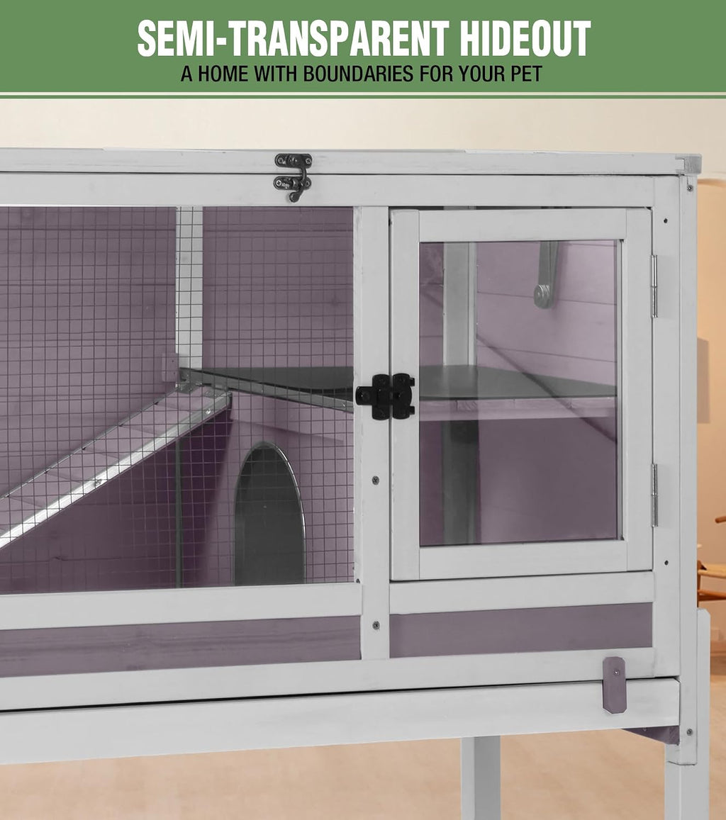 Guinea Pig Cage Indoor with Chew-Proof Edges, Clean Deep Tray | Rabbit cage with leakproof PVC layer, detachable