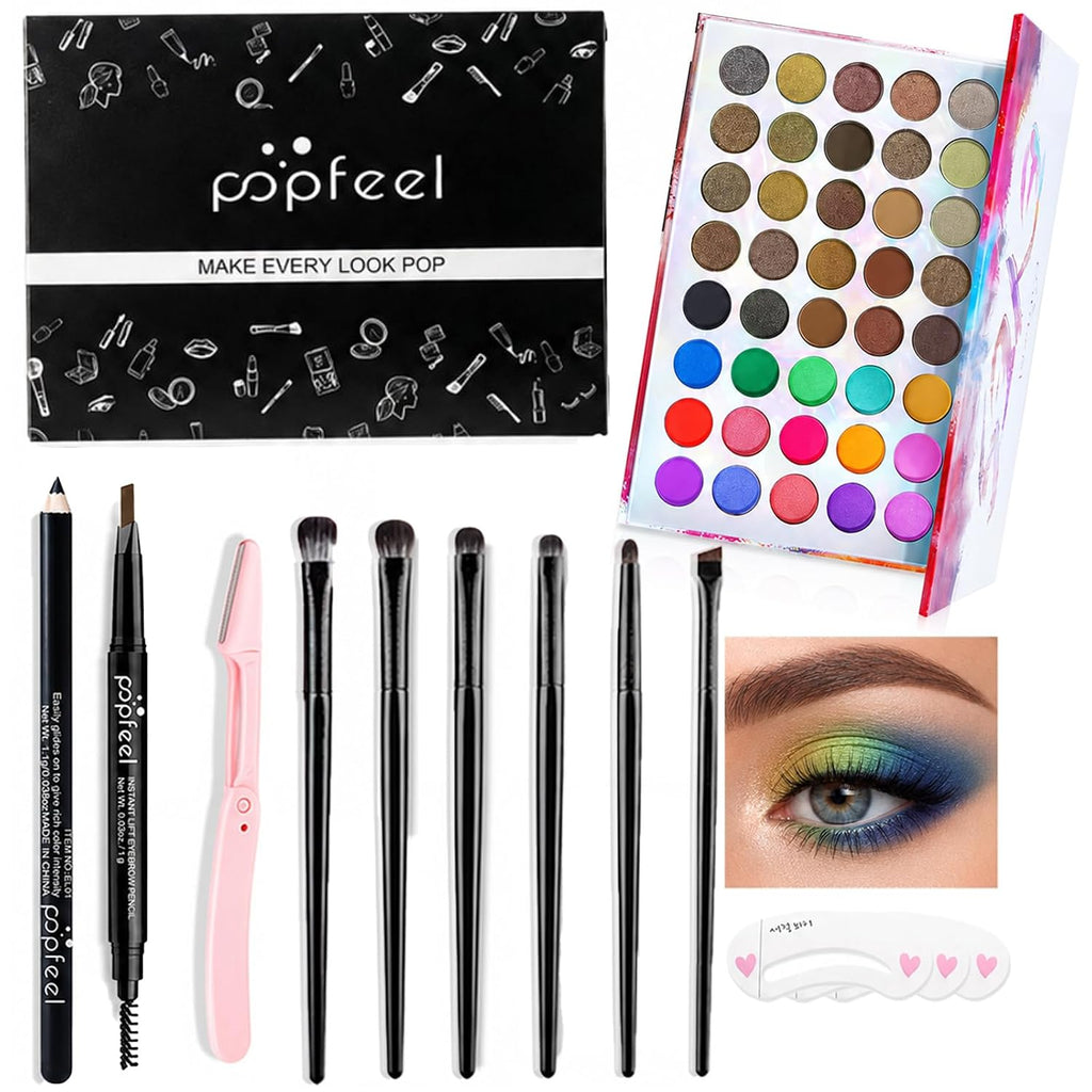 40-Color Eyeshadow Palette Eye Makeup Set (Black) | 40 Color Shade Palette All-in-One Kit Begineer Friendly Full Eye