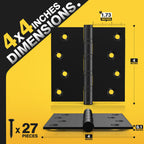 Ball Bearing Door Hinges, 4 x 4 Inches, Matte Black, 3 Pack