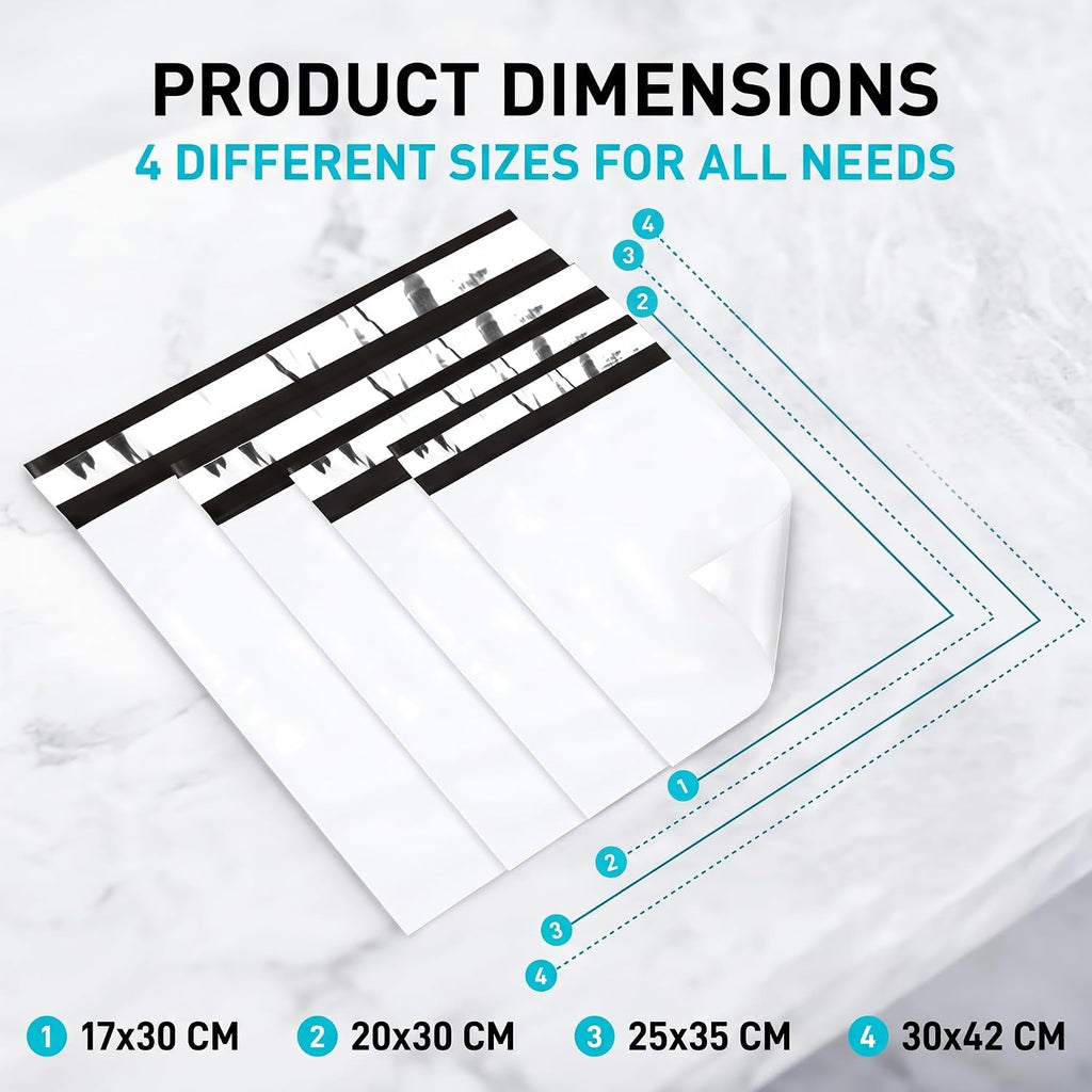 Poly Mailers 120 Pcs Mix Size Self Sealing Waterproof White